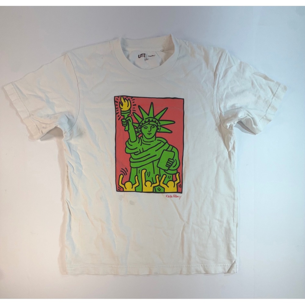 Uniqlo UT Keith Haring Statue of Liberty Graphic T-Shirt White XS Pop Art Tee - Picture 1 of 4